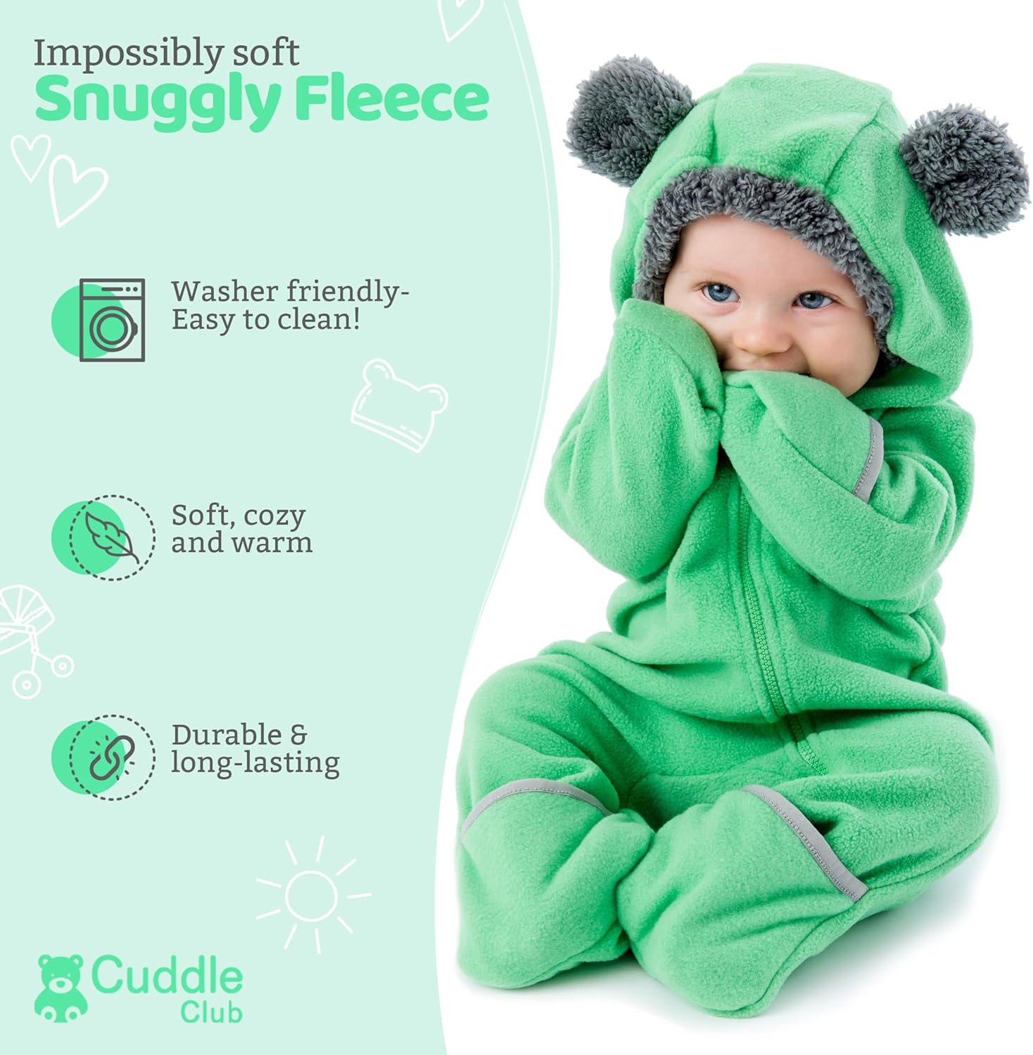 Cozy Cuddle Club Fleece Baby Bunting Bodysuit