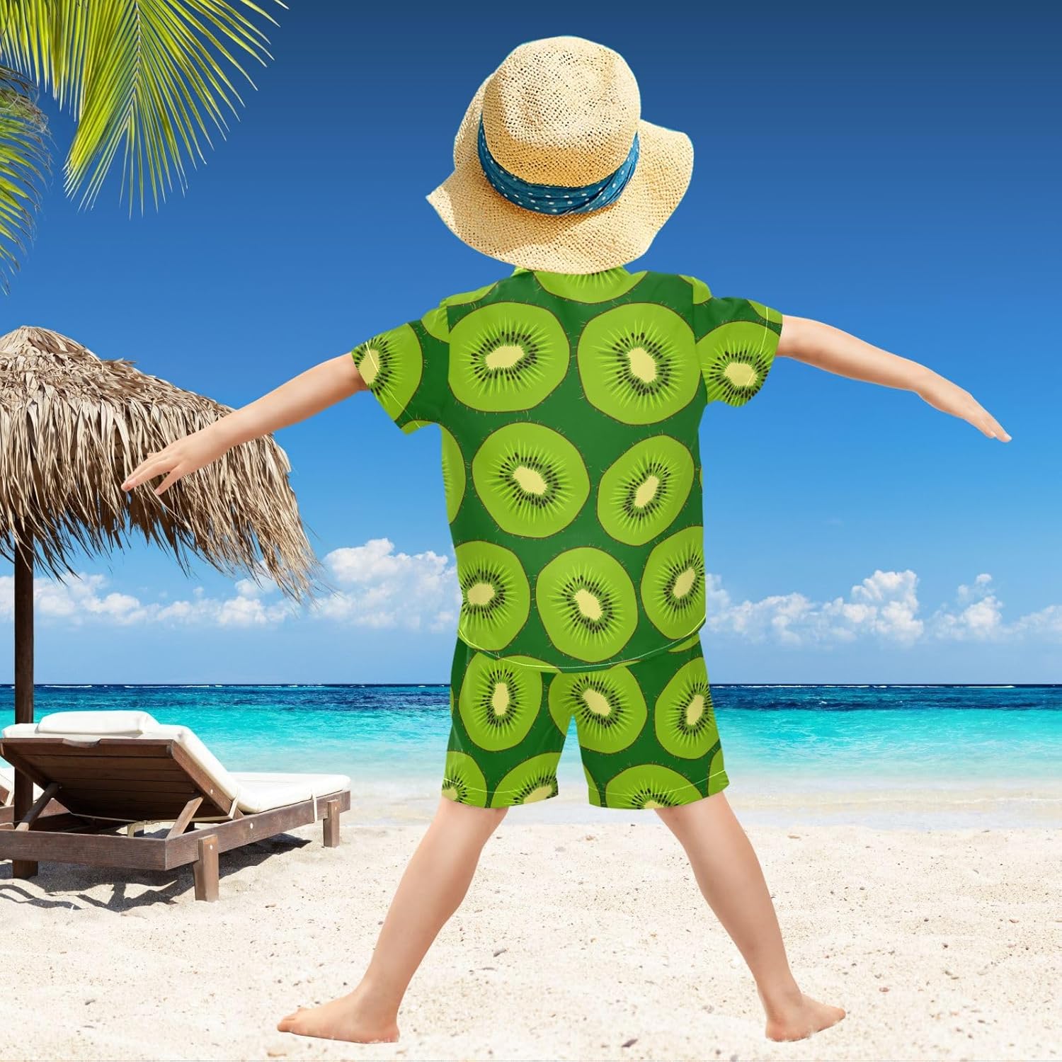 Visesunny Toddler Boys Short Sleeve Button Down Beach T-Shirt Set