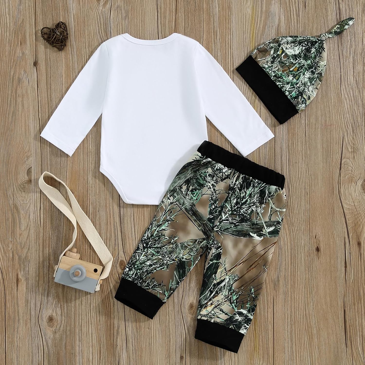 Chloefairy Newborn Baby Boy Hunting Outfit Set with Hat