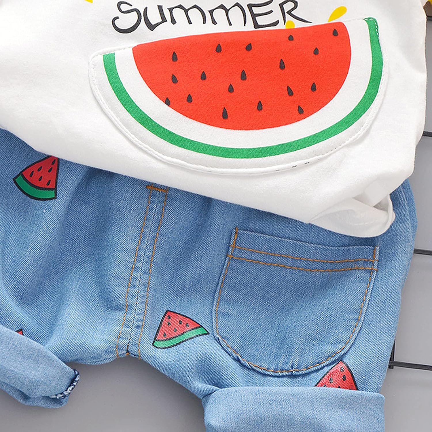 Comfortable Adorable Watermelon Print Blouse Shorts Set for Babies