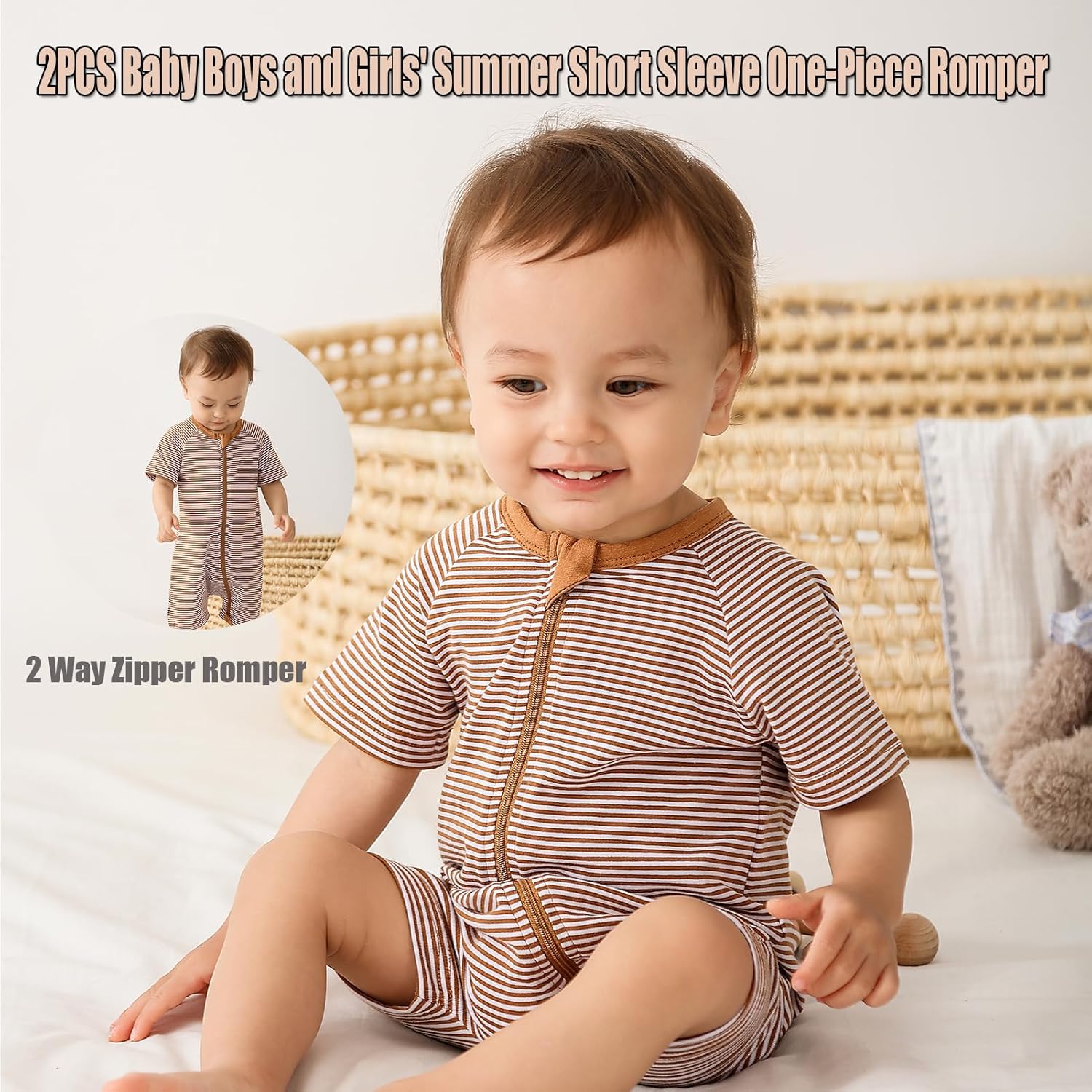 Feidoog 2PCS Baby Boys Girls Summer Romper Set