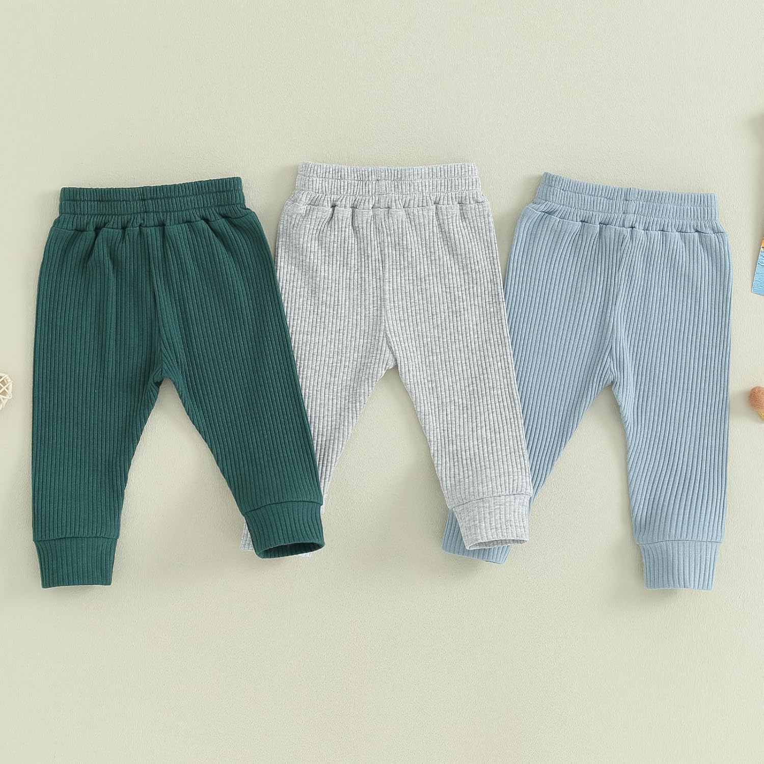 3-Piece Checked Solid Cargo Pant Set for Toddler Boys