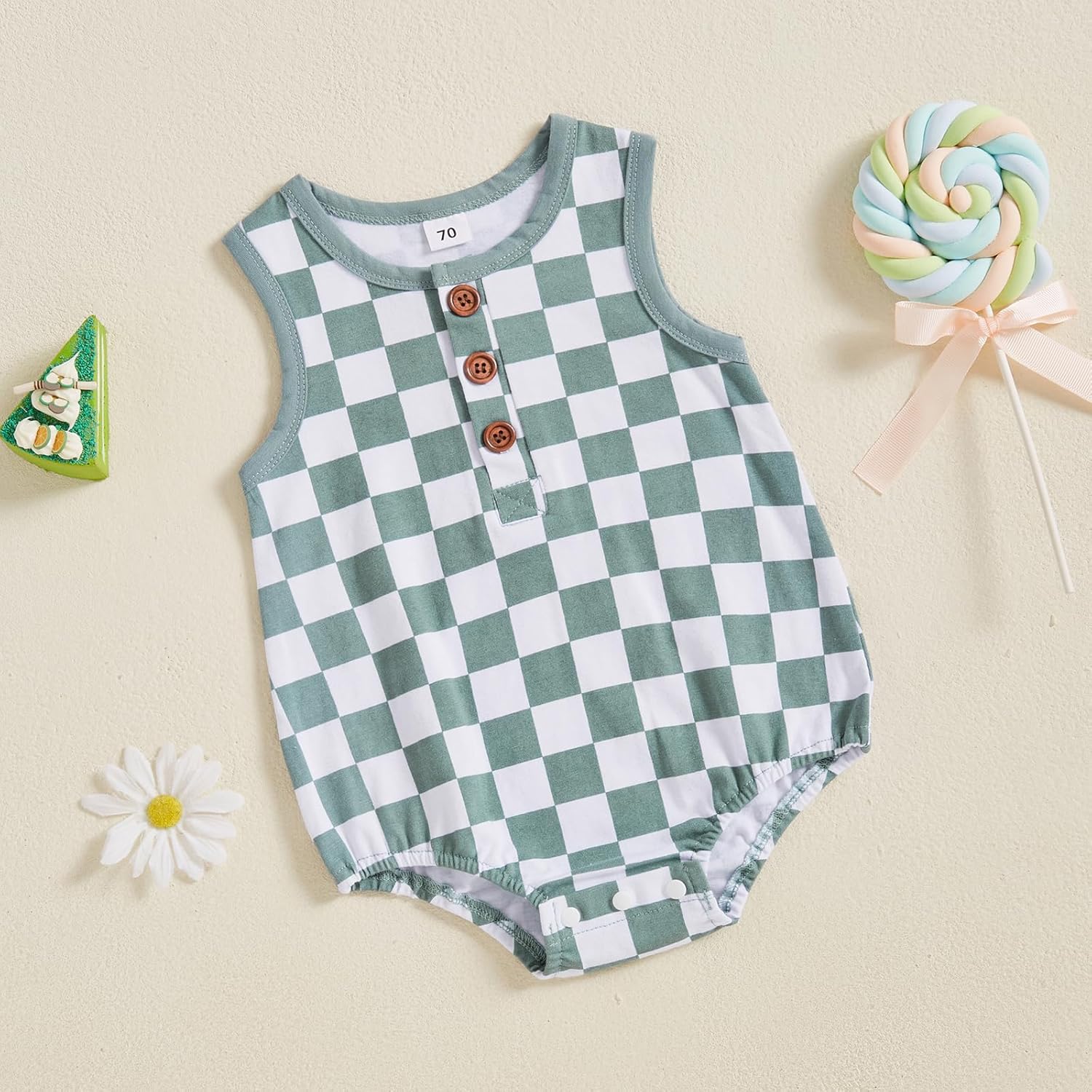 Casual Checkered Romper for Baby
