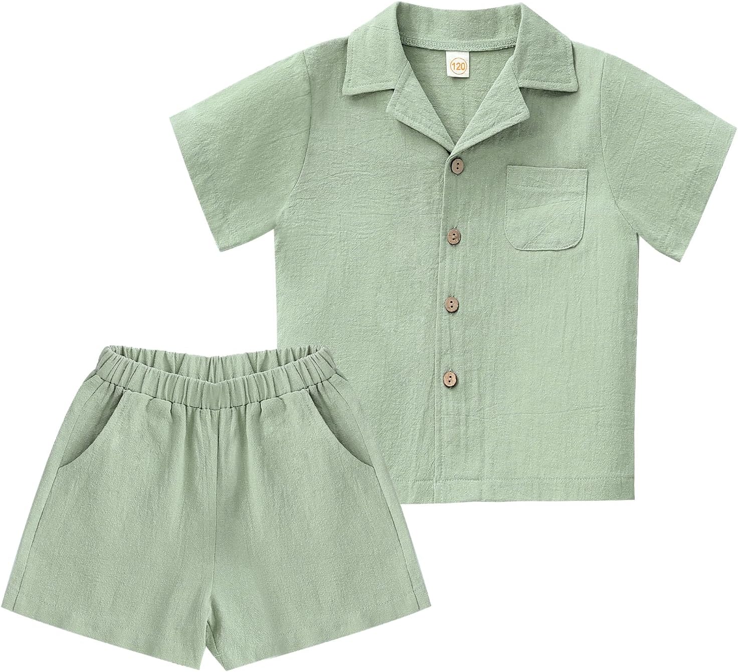 XMWealthy Toddler Boys Summer Outfit Set - Button-Down Shirts Cotton Pants