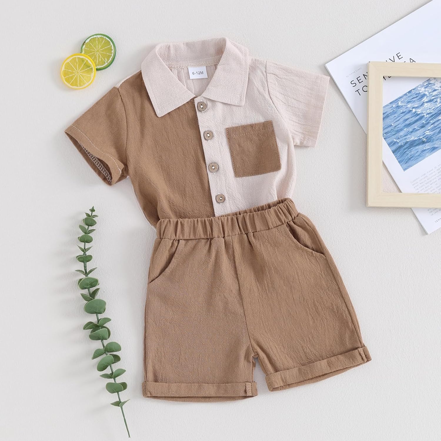 Kupretty Toddler Summer Outfit - Comfortable Button-Down Shorts Set