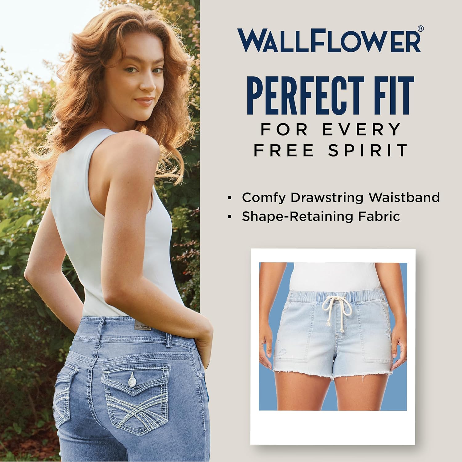 WallFlower Womens Denim Jogger Shorts