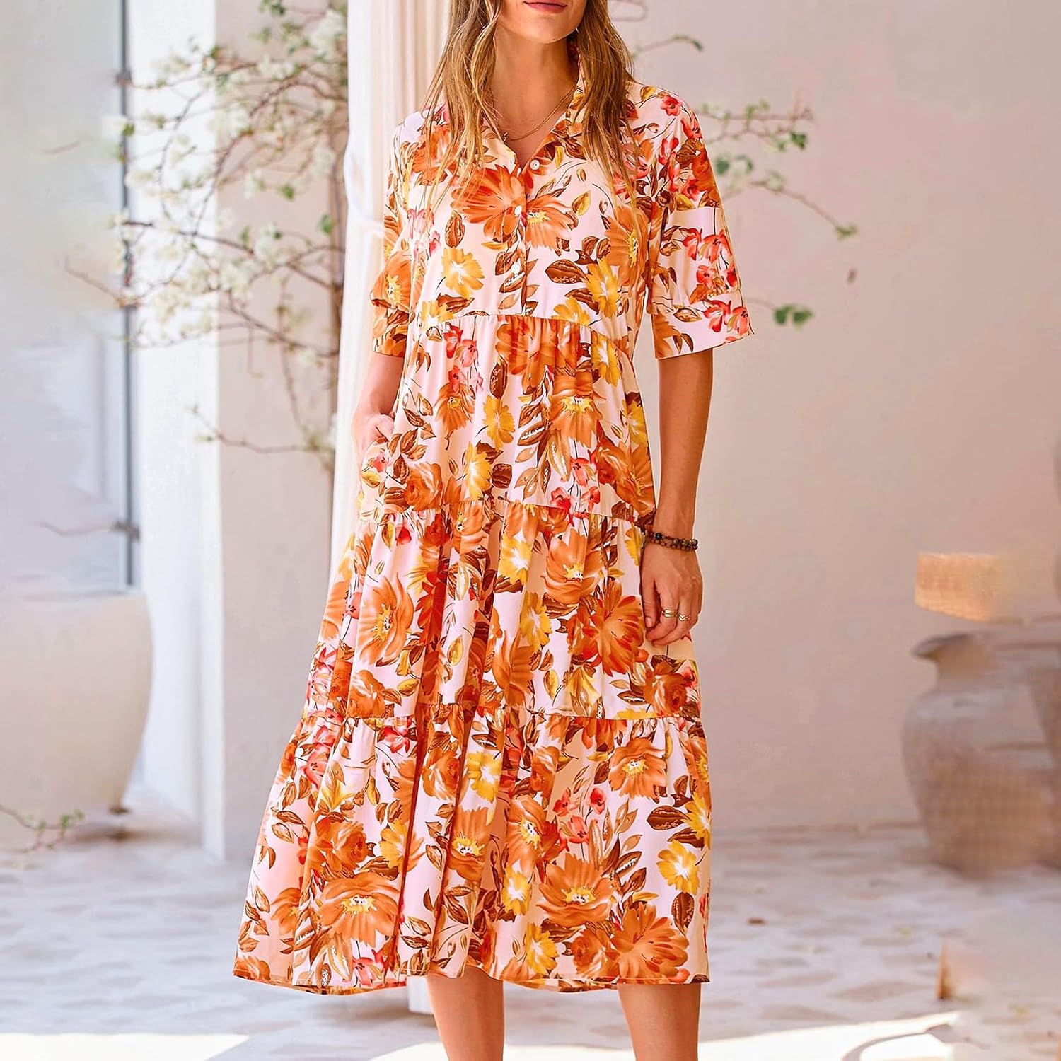 Ruffle Long Floral Dresses for Women 2025 Spring Summer Wedding Dress