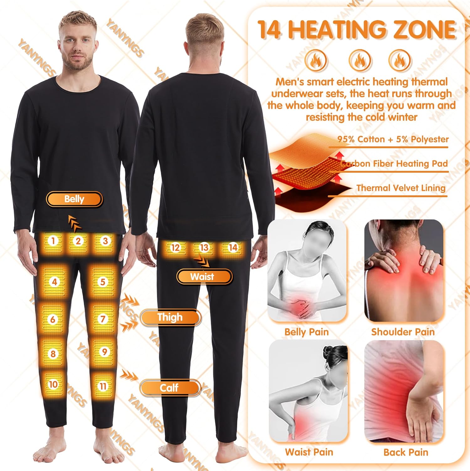 Smart Thermal Heating Underwear Pants for Men Women