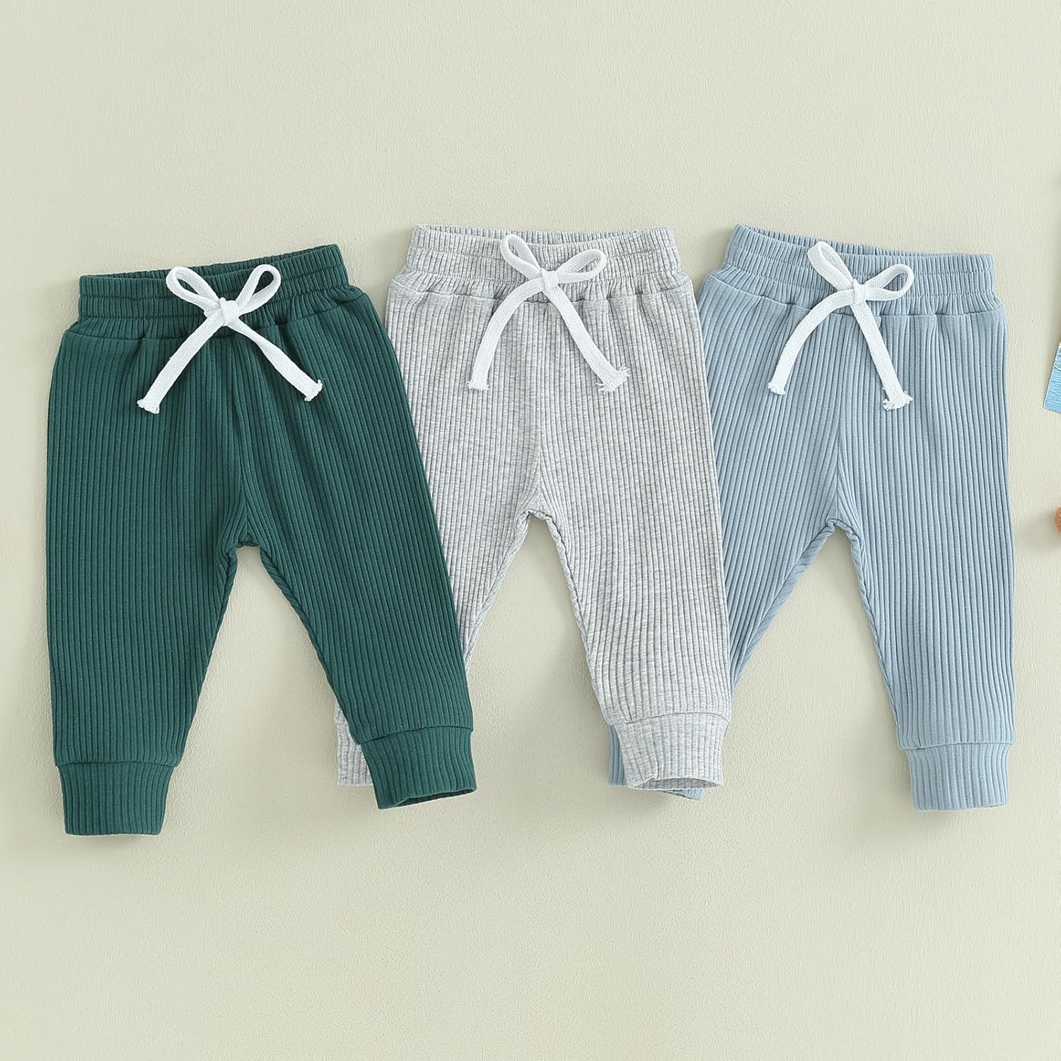3-Piece Checked Solid Cargo Pant Set for Toddler Boys