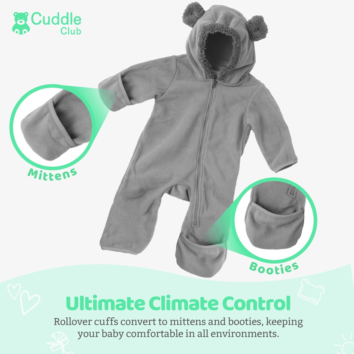 Cuddle Club Fleece Baby Bunting Bodysuit