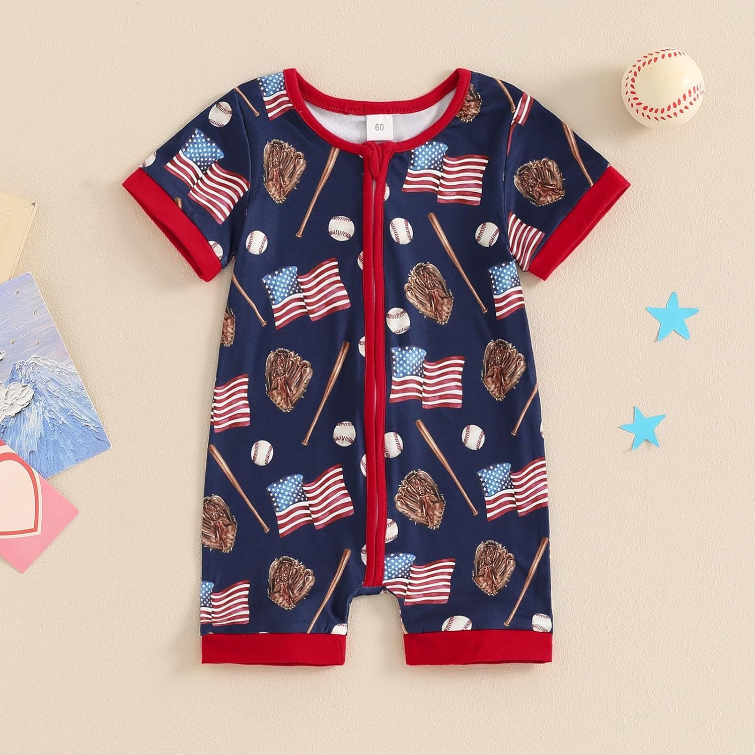 American Flag Newborn Romper for Boys and Girls