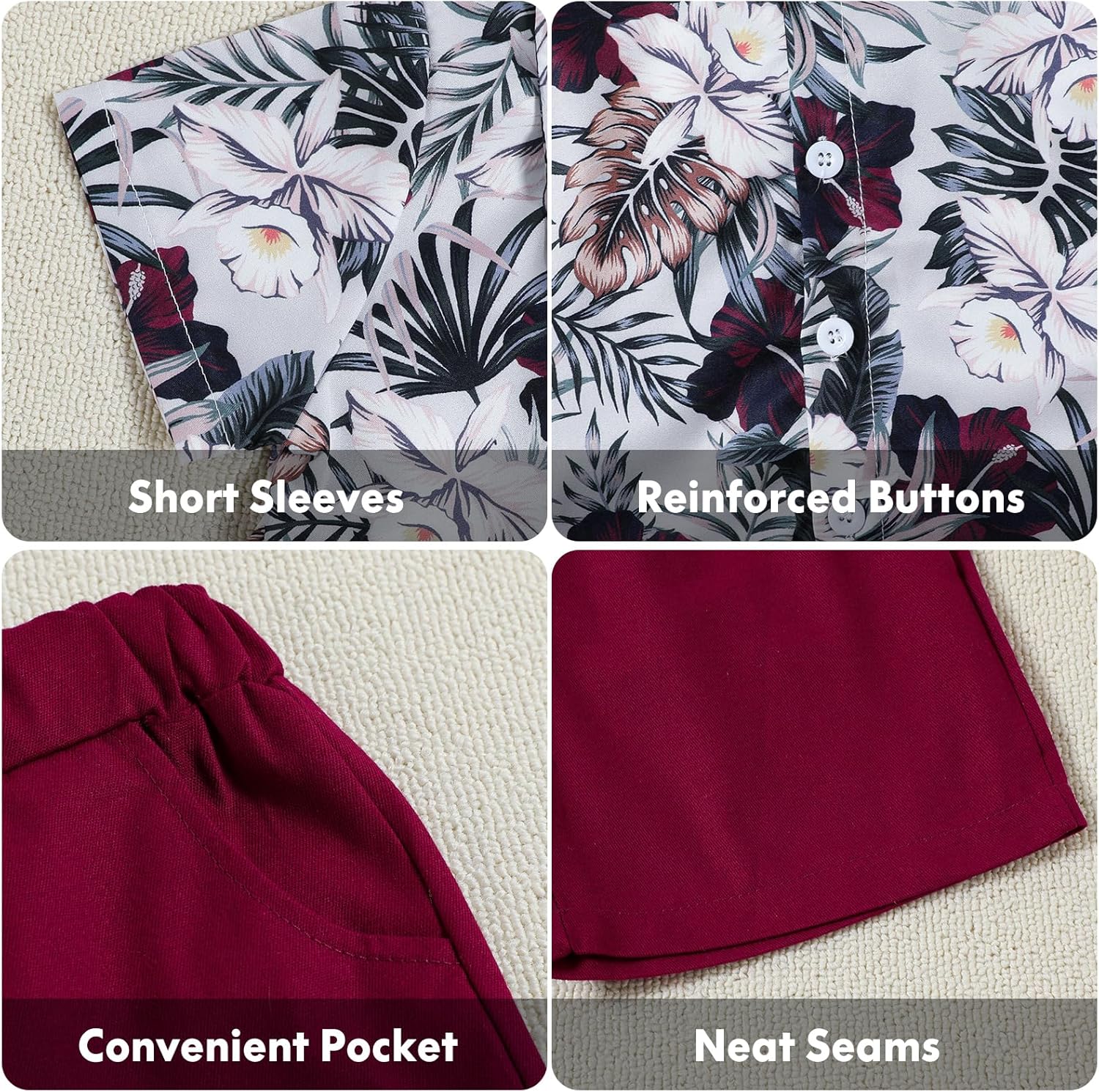 Creative Hawaiian-Style Boys Shorts Set for Toddlers