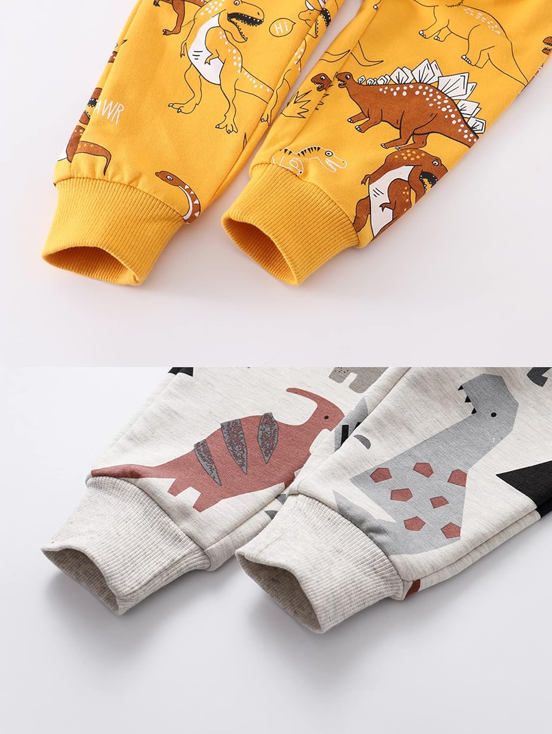 AQEACARMON Toddler Dinosaur Car Print Cotton Pants 2-Pack