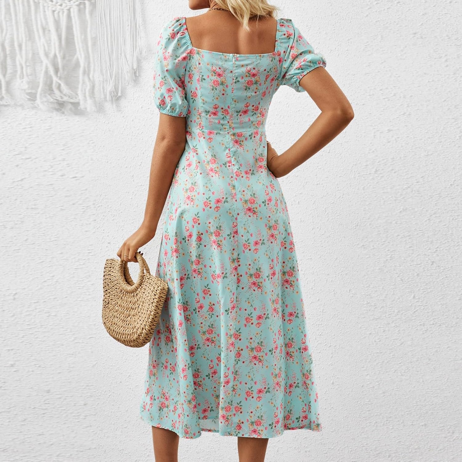 Floral Ruffle Puff Sleeve Dress