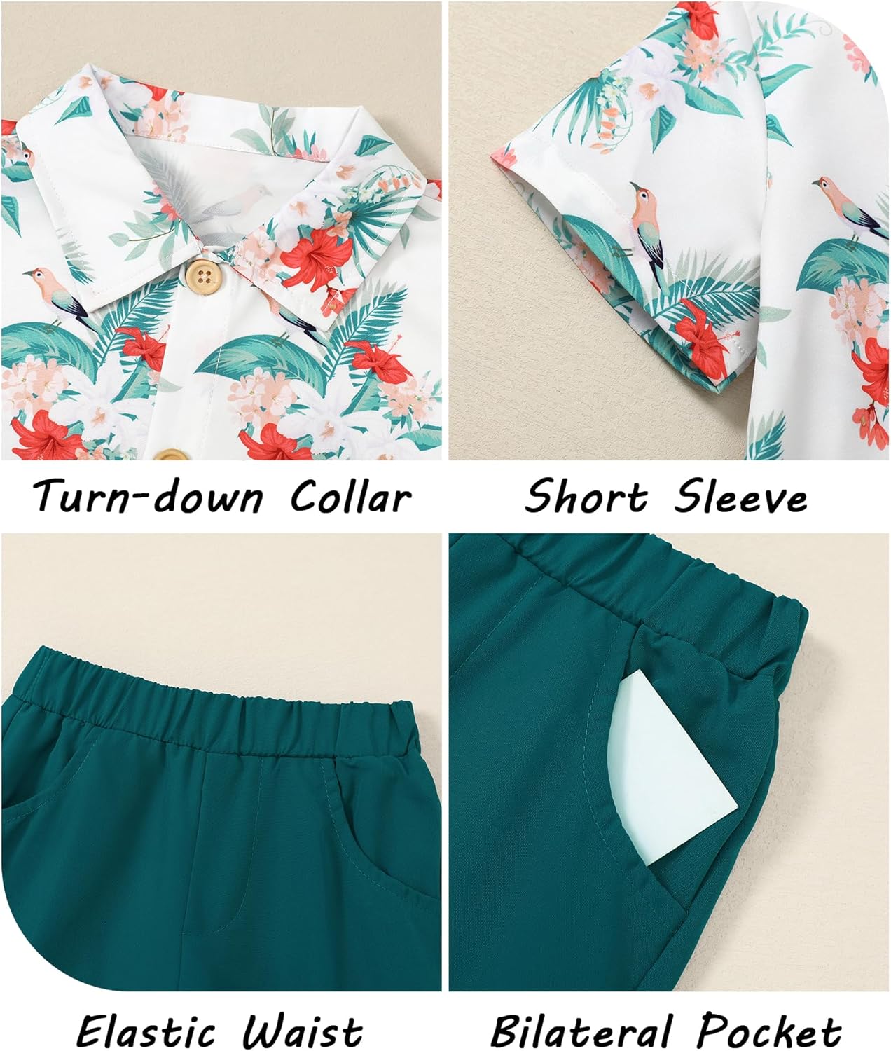 Flamingo Hawaiian Toddler Set - Cool Beachwear for Boys