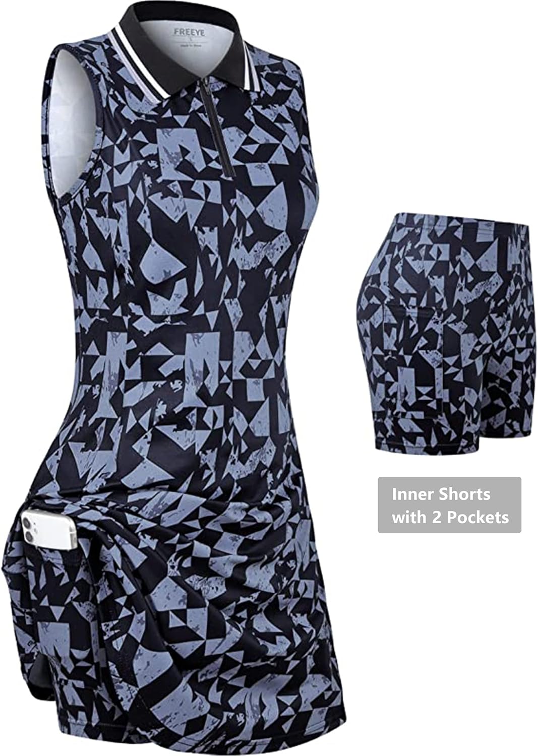 FRE Eye Golf Tennis Dresses with Inner Shorts and Pockets