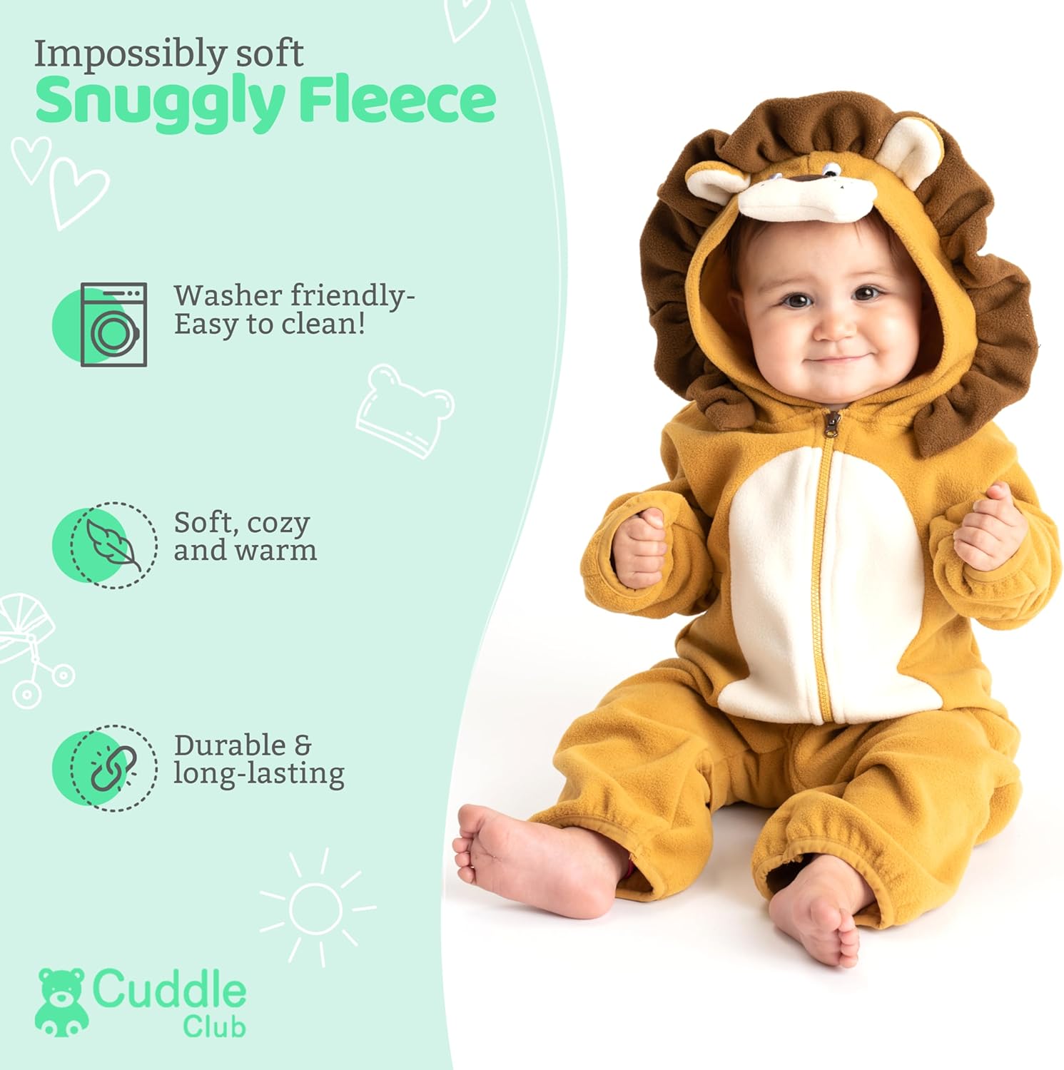 Cuddle Club Fleece Bunting Bodysuit - Cozy Hooded Romper