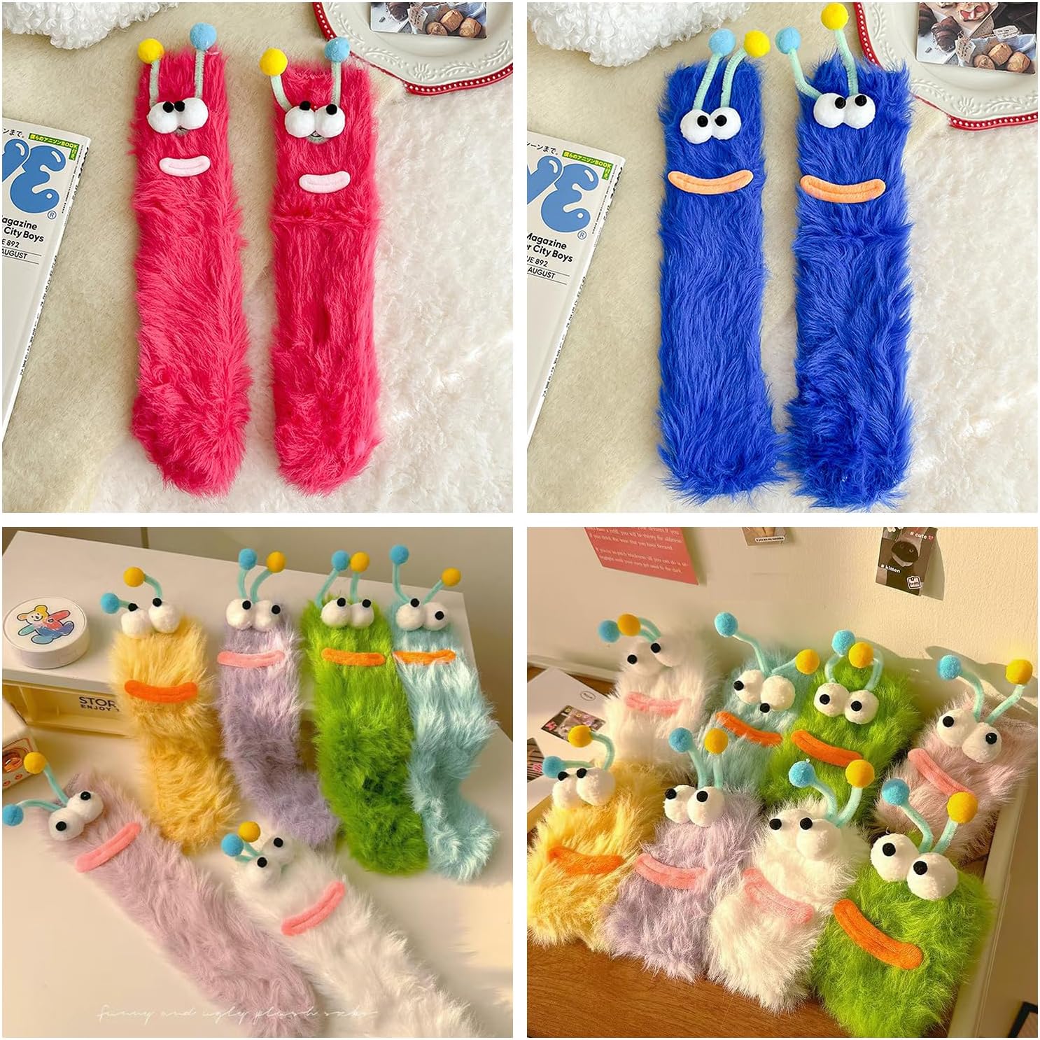 Crazy Funny Fuzzy Socks for Kids Women Cozy Fun