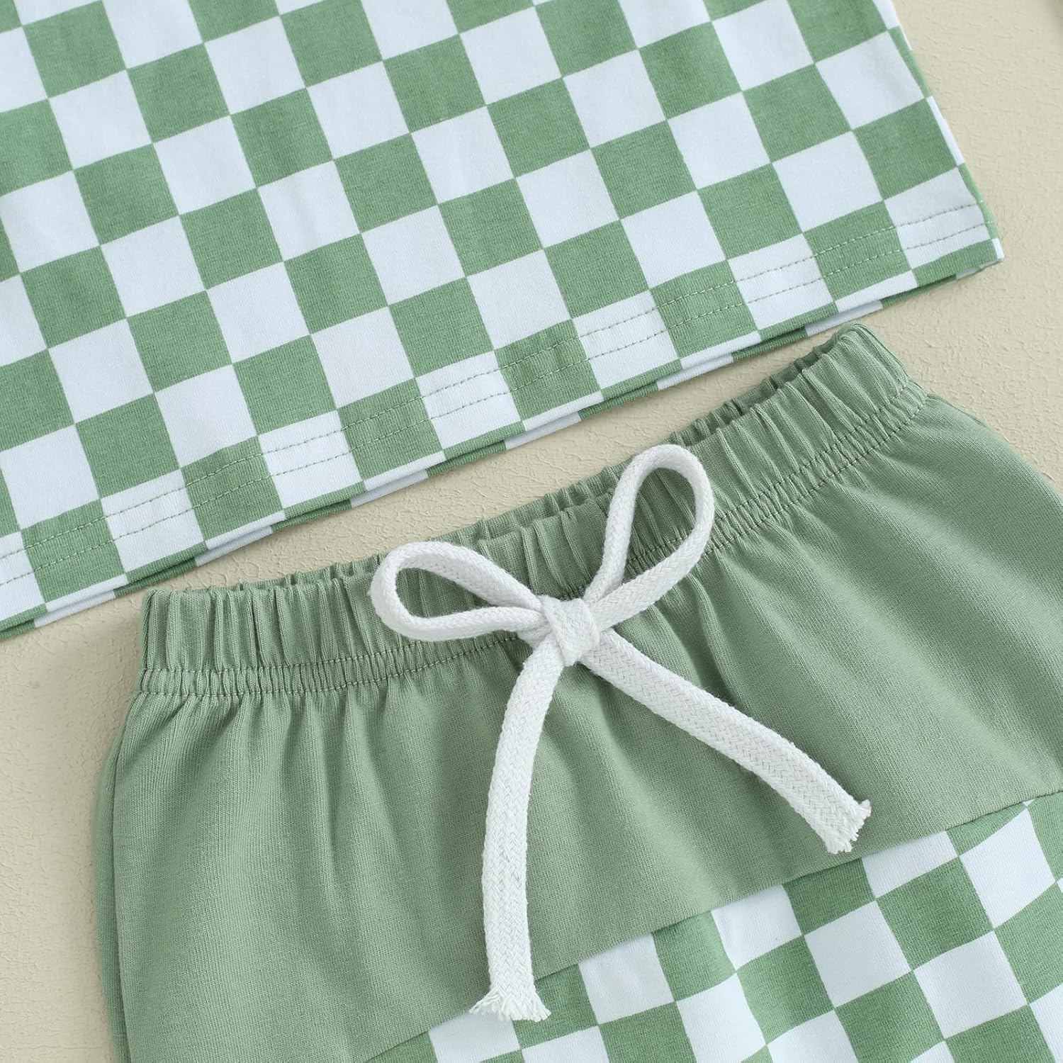 Trendy Checkerboard Summer Set Soft Breathable Elastic Waistband for Baby Boys