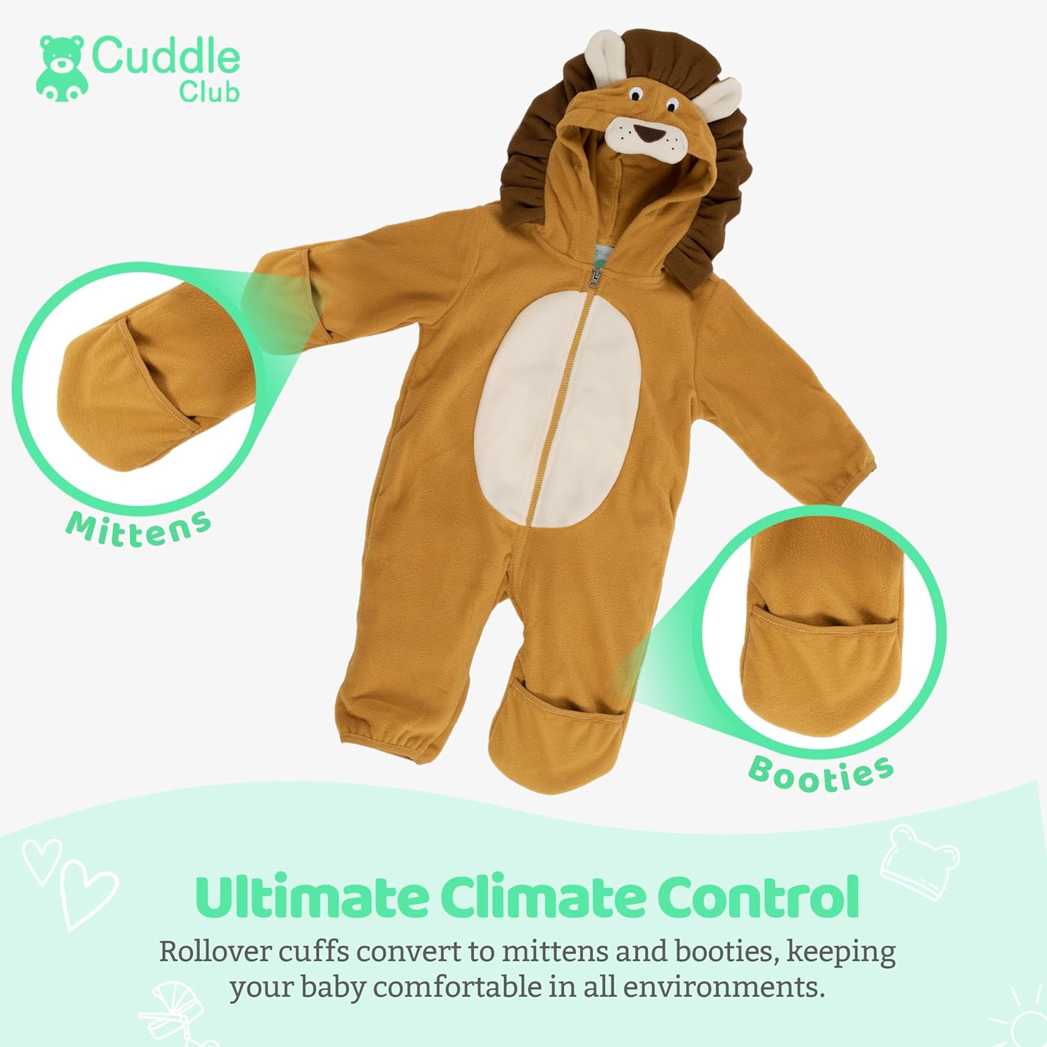 Cuddle Club Fleece Bunting Bodysuit - Cozy Hooded Romper
