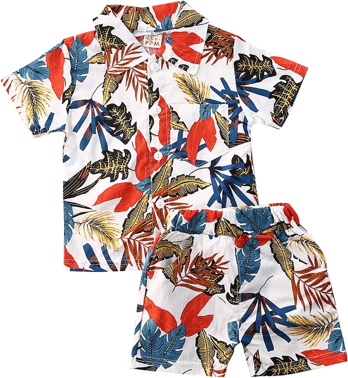Qiylii Toddler Boys Floral Hawaiian Outfit Set