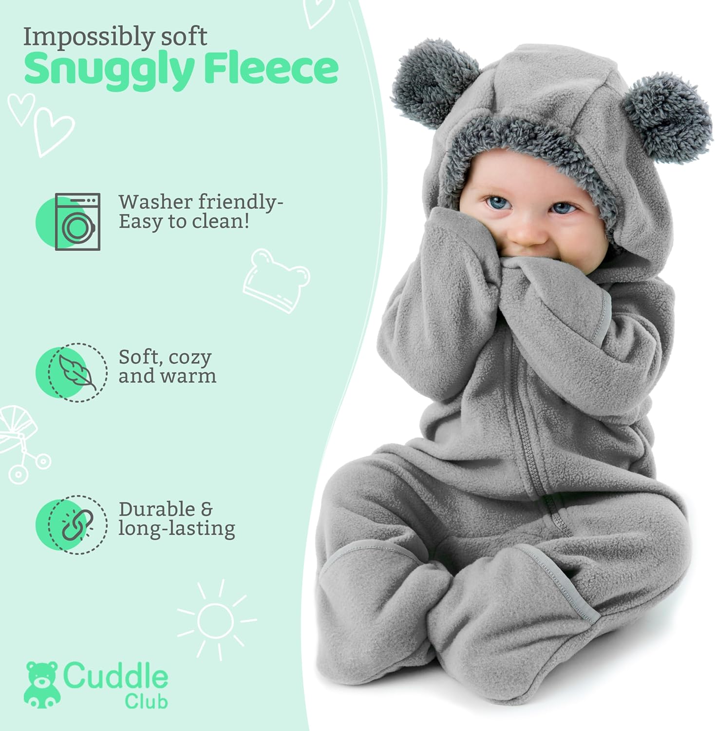 Cuddle Club Fleece Baby Bunting Bodysuit