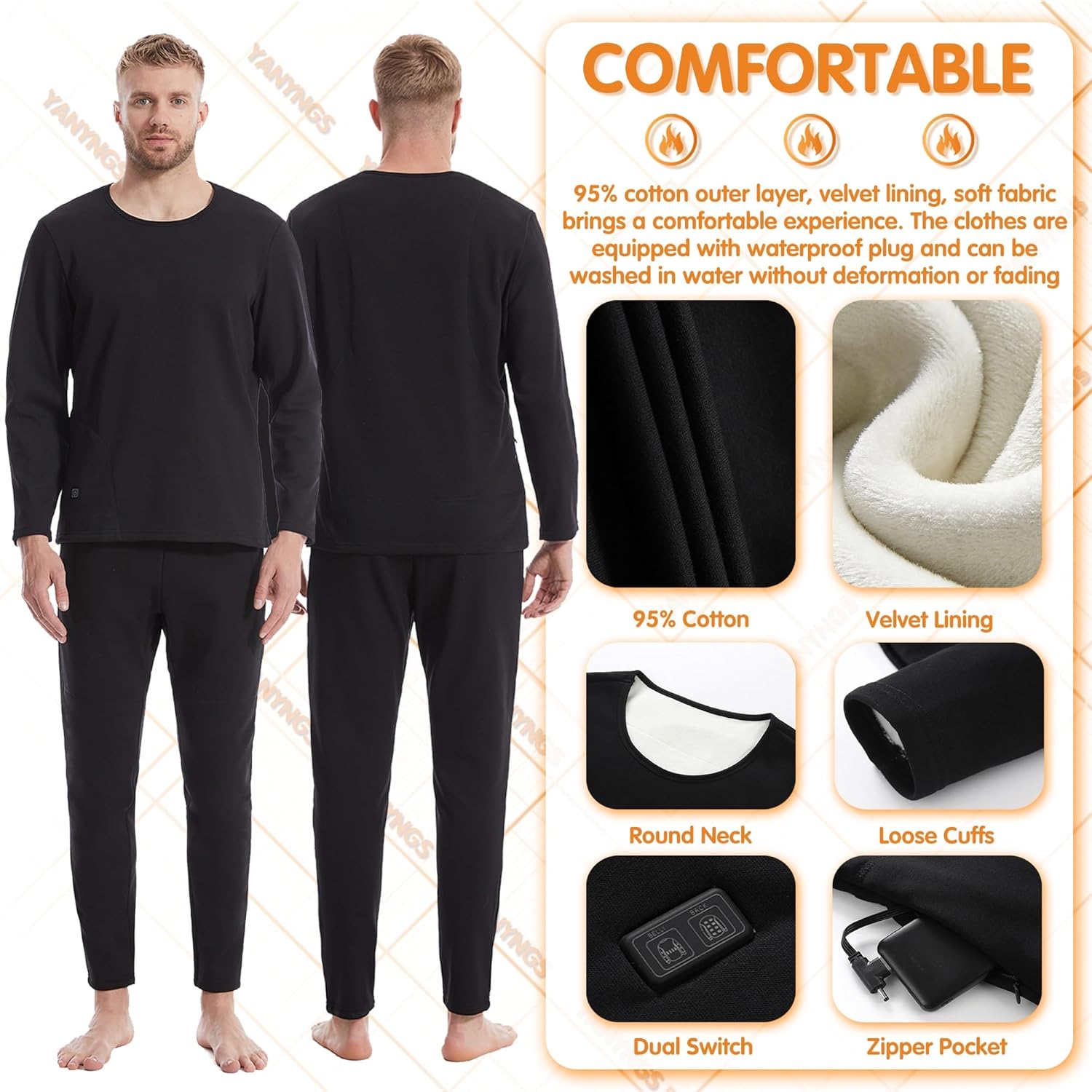 Smart Thermal Heating Underwear Pants for Men Women