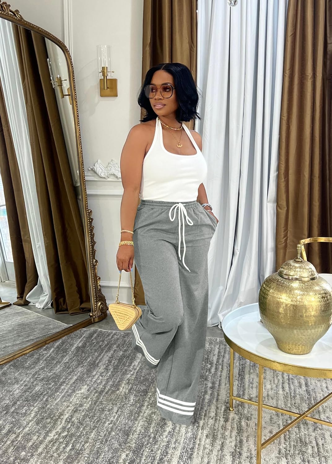 Wide-Leg Drawstring Sweatpants for Women - Comfort Trendy