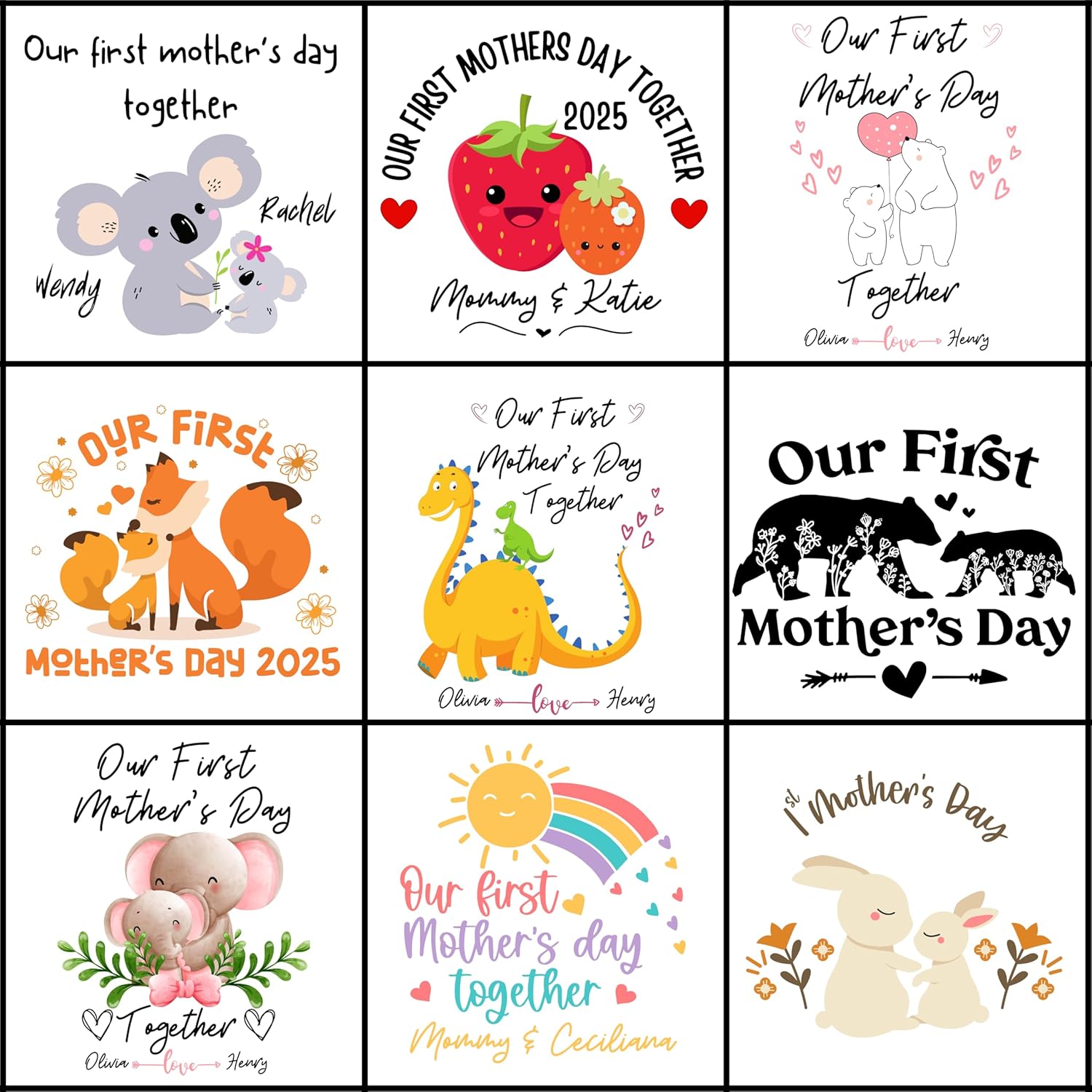 Personalized Mothers Day Tiger Onesies with Mom T-Shirt Set by Handmade