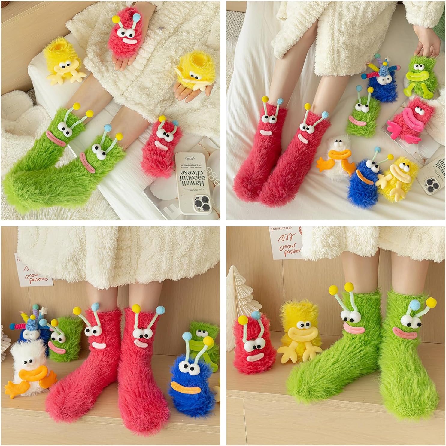 Crazy Funny Fuzzy Socks for Kids Women Cozy Fun