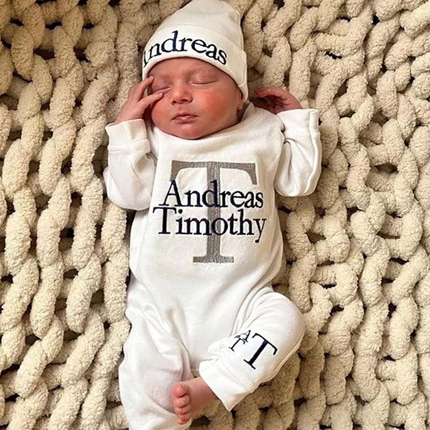 Personalized Baby Romper Gown with Embroidery for Newborns