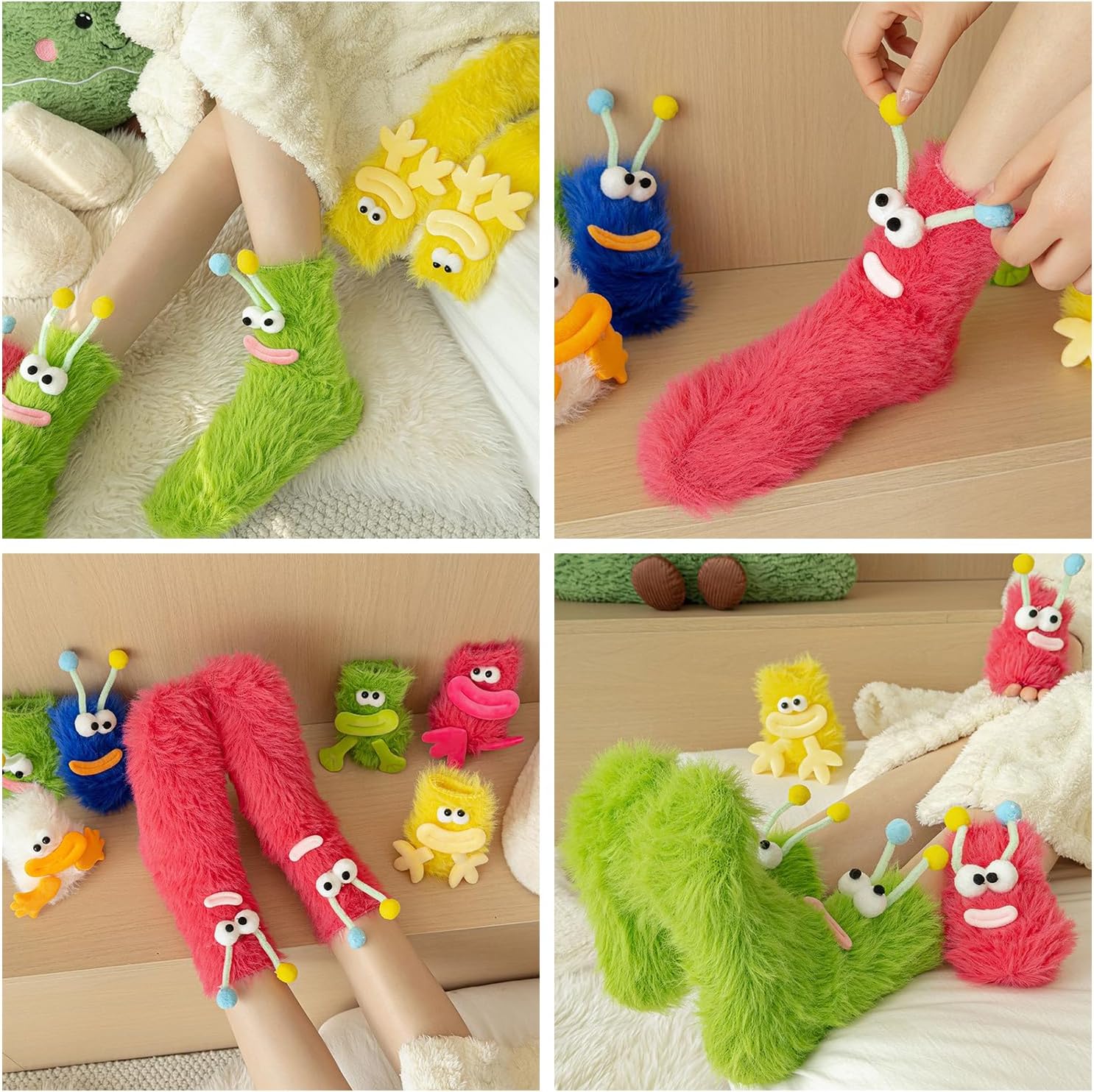 Crazy Funny Fuzzy Socks for Kids Women Cozy Fun
