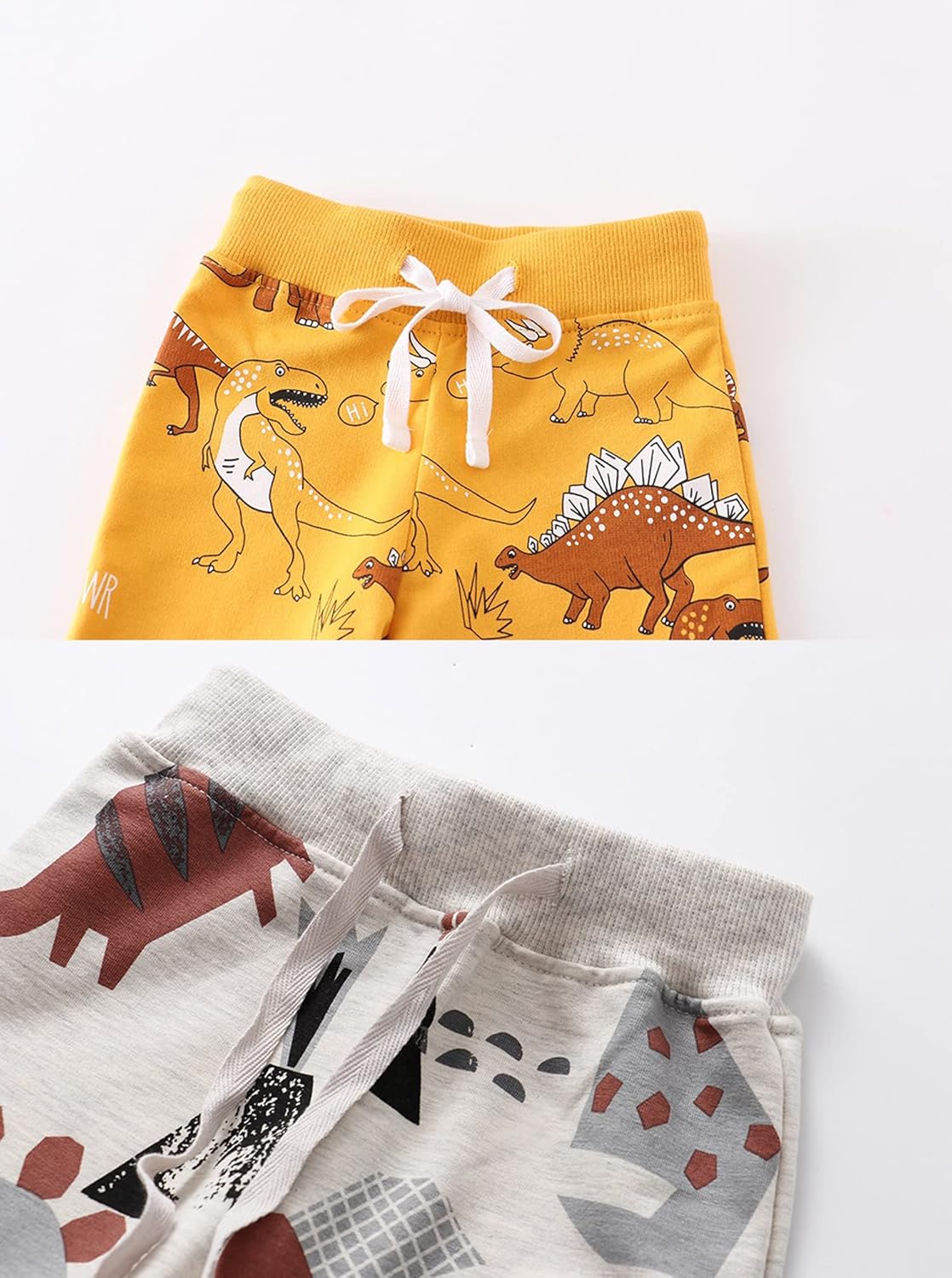 AQEACARMON Toddler Dinosaur Car Print Cotton Pants 2-Pack