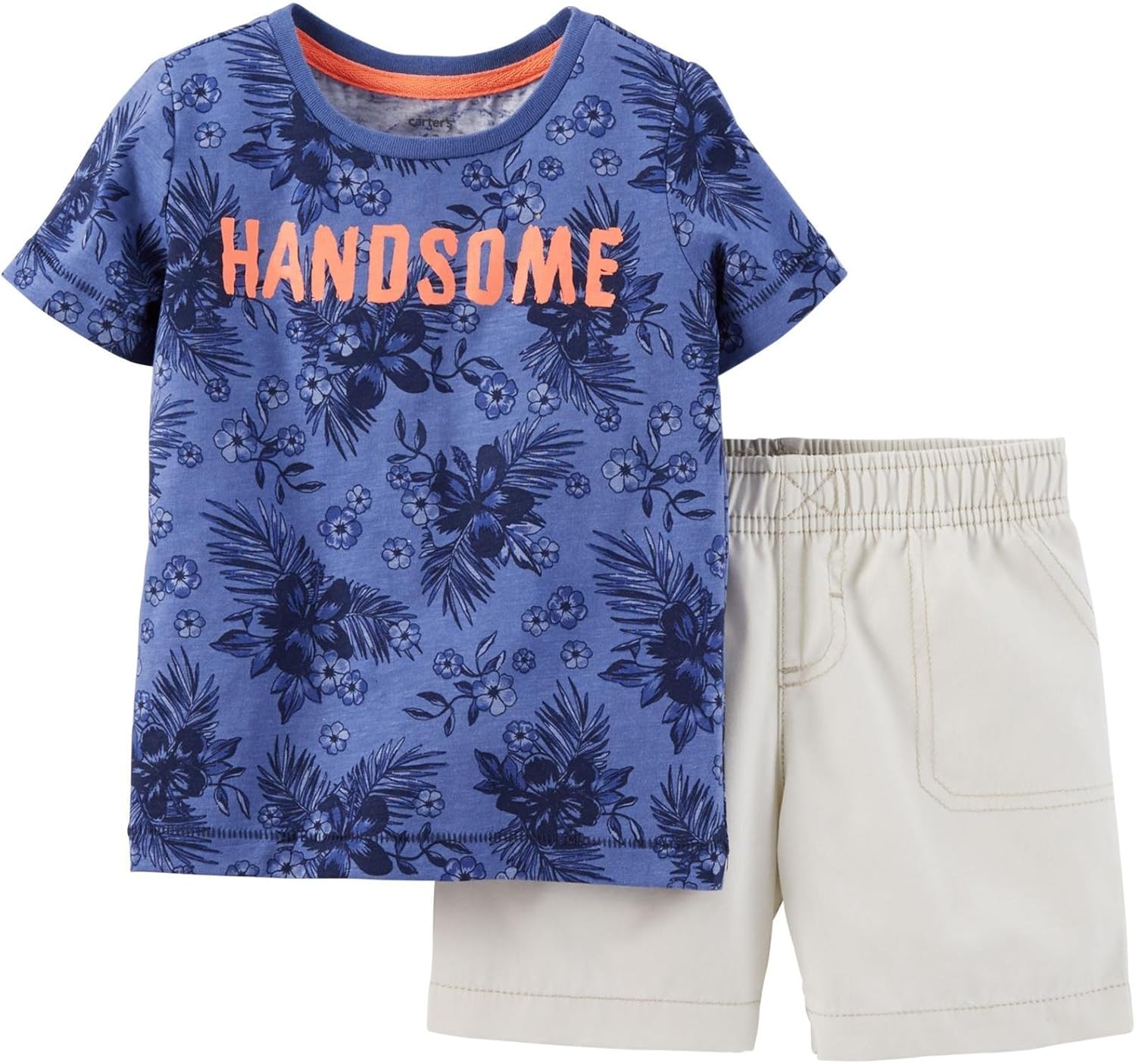2-Piece Floral Print Handsome Baby Outfit