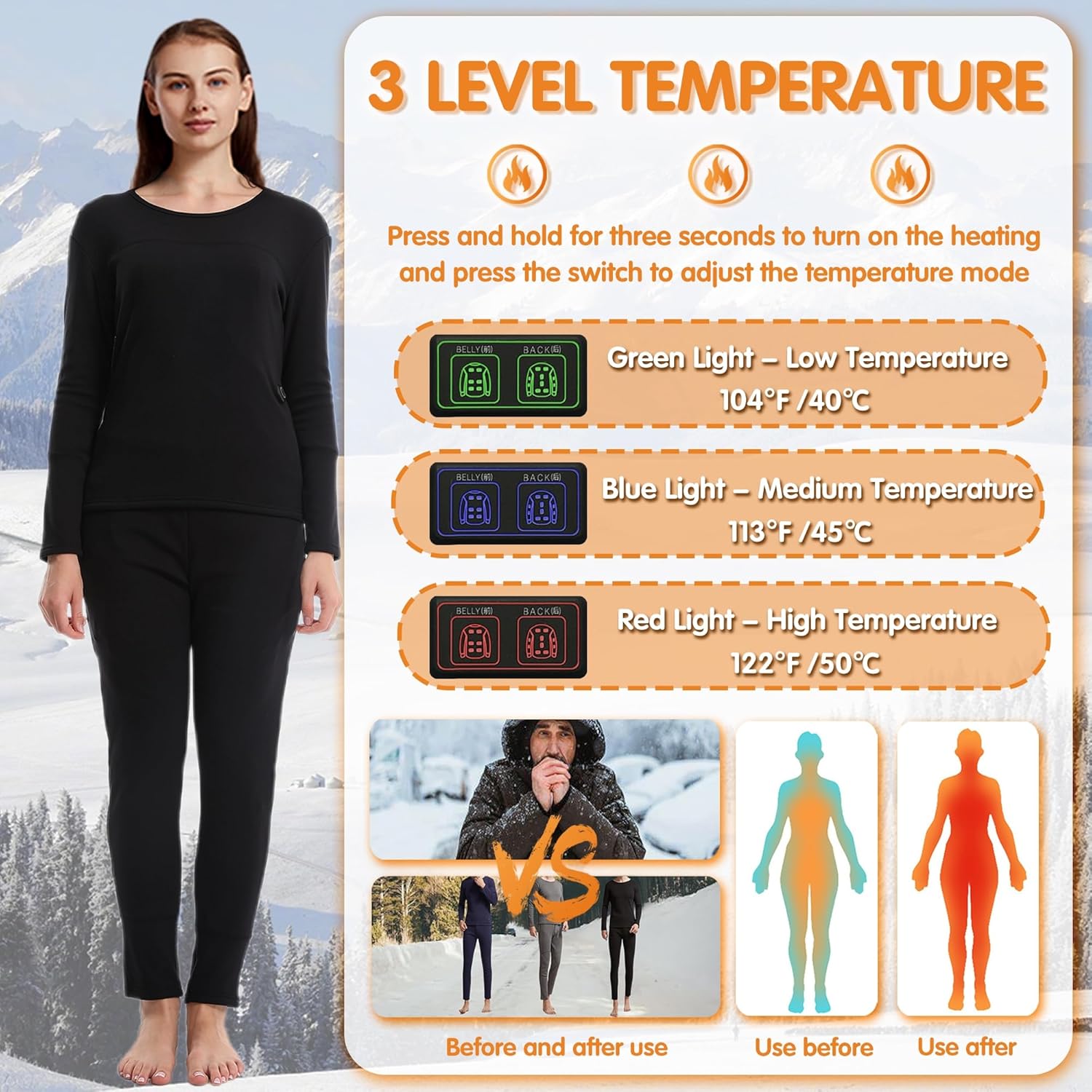 YANYNGS Heated Thermal Underwear for Women