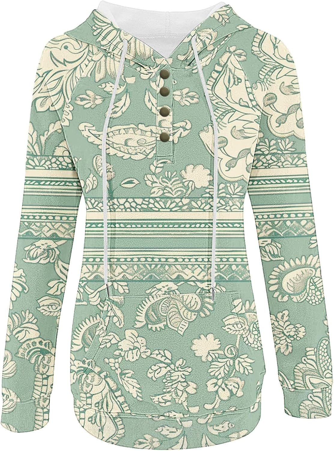 Stylish 2024 Boho V-Neck Hoodie for Women Casual Versatile