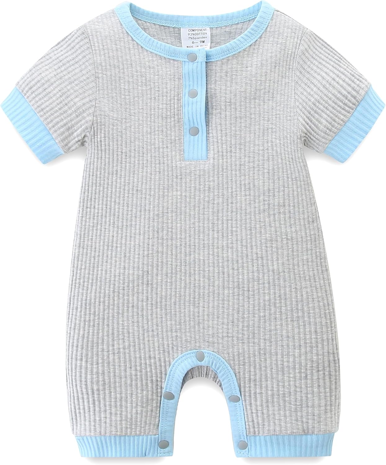 JingleBaBa Unisex Cute Romper Ribbed Short Sleeve Bodysuit Child