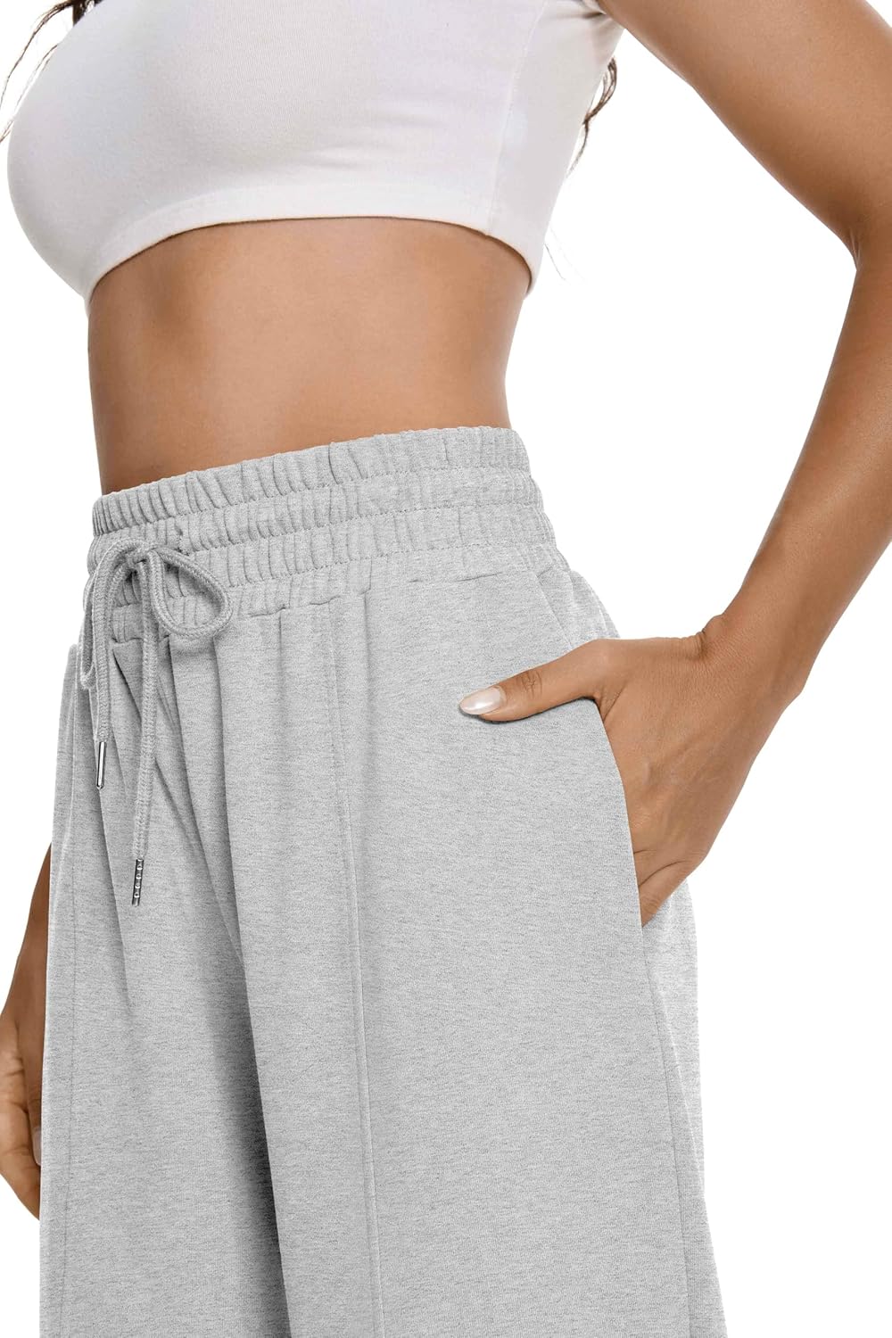 Auriviz Womens Comfortable High-Waisted Sweatpants Black White
