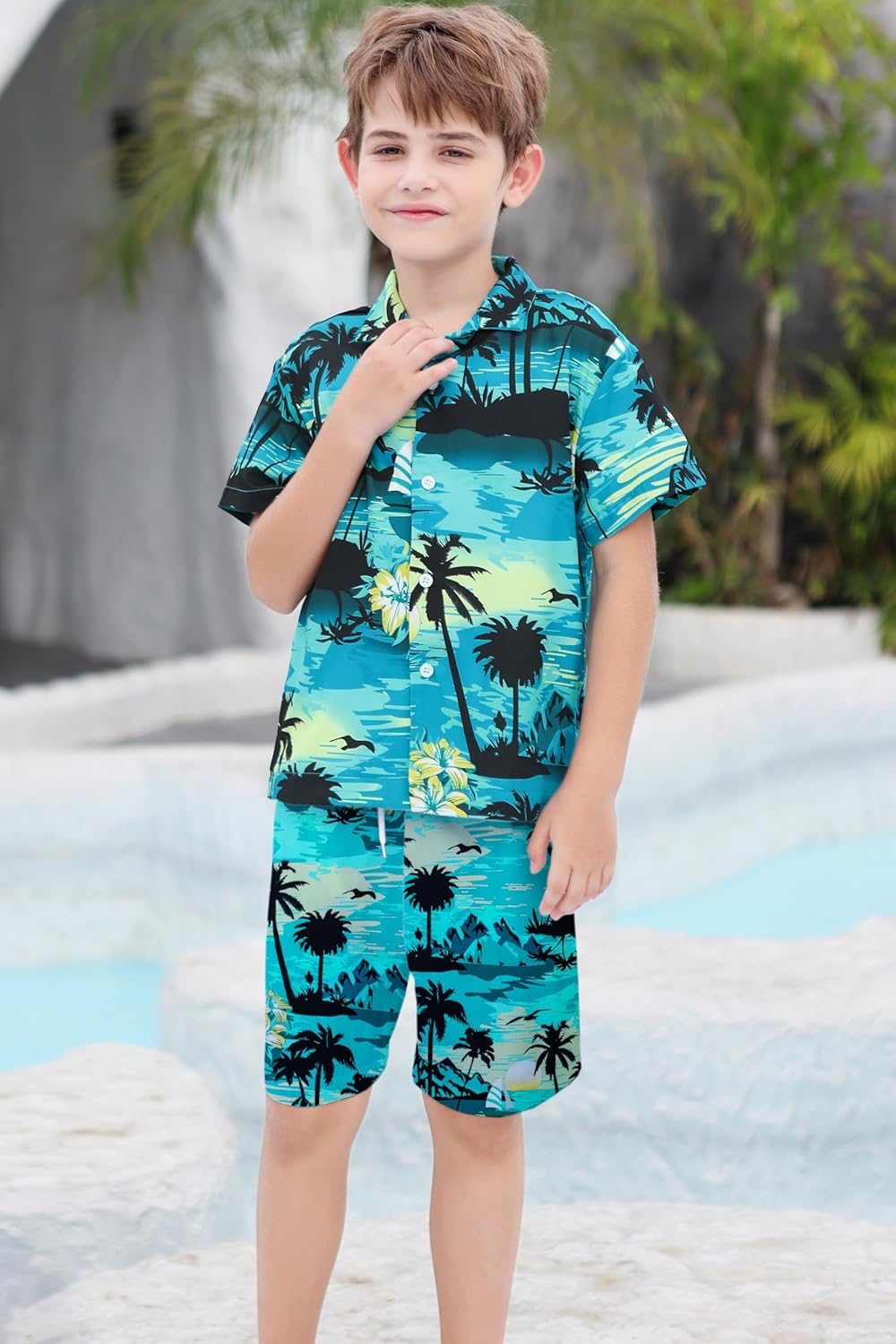 SANGTREE Boys Men Formal Hawaiian Outfit 4X-Large Set