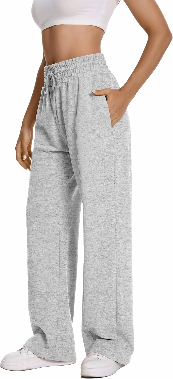 Auriviz Womens Comfortable High-Waisted Sweatpants Black White