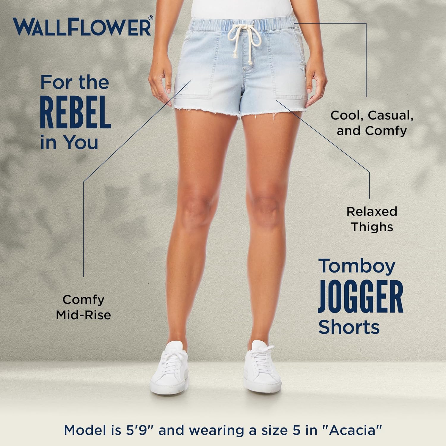 WallFlower Womens Denim Jogger Shorts