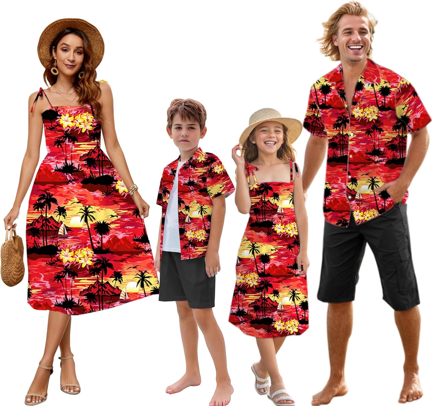 Hawaiian Family Matching Outfits for Dad Son Mom Daughter