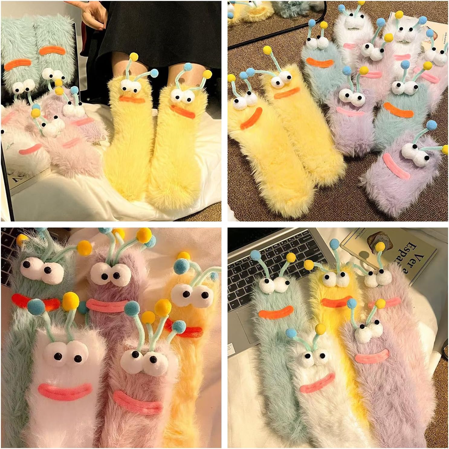 Crazy Funny Fuzzy Socks for Kids Women Cozy Fun