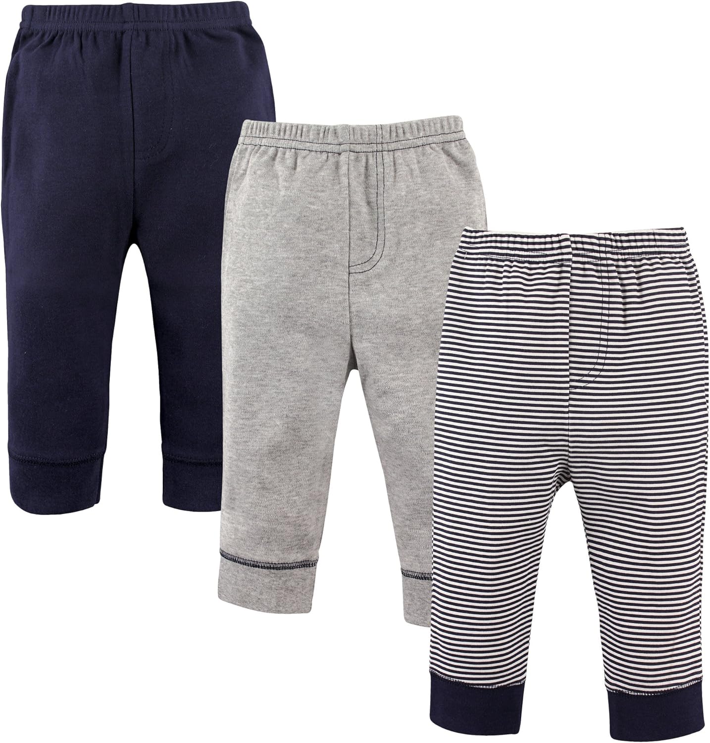 Luvable Friends Unisex 3-Pack Tapered Ankle Pants Navy Stripes 12-18 Months