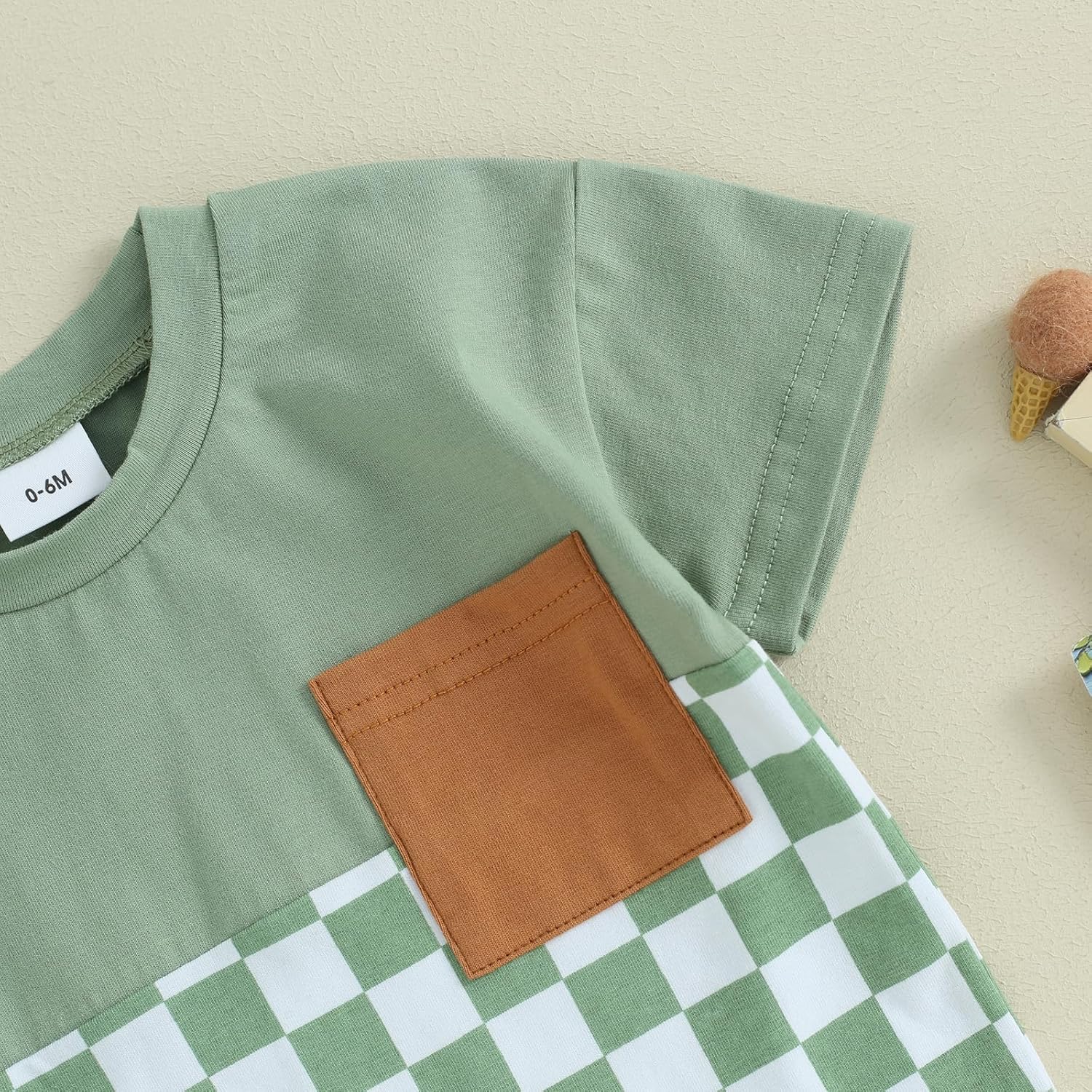 Trendy Checkerboard Summer Set Soft Breathable Elastic Waistband for Baby Boys